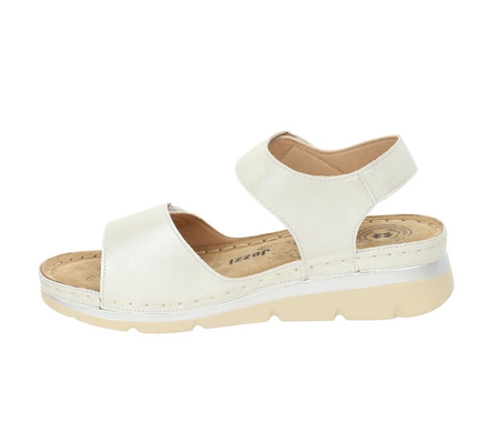 Srebrno/białe sandały damskie na rzepy komfortowe Jezzi