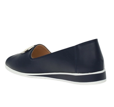 Granatowe czółenka płaskie z odkrytymi palcami Jezzi