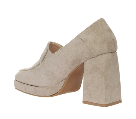 Beżowe buty damskie lordsy na obcasie i platformie Kamila od Jezzi