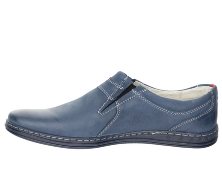 Granatowe półbuty męskie skórzane wsuwane POLBUT