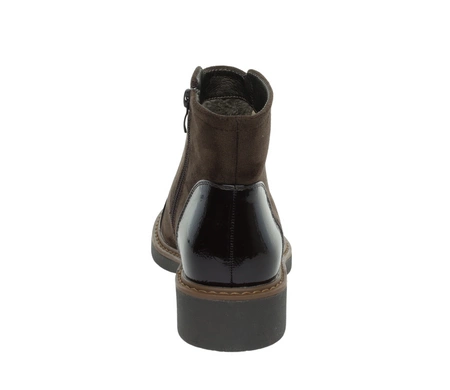 Czekoladowe półbuty damskie jesienno-zimowe botki ocieplane za kostkę