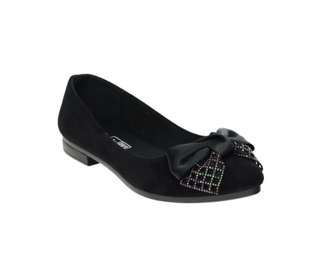 Baleriny damskie czarne zamszowe balerinki NEWS