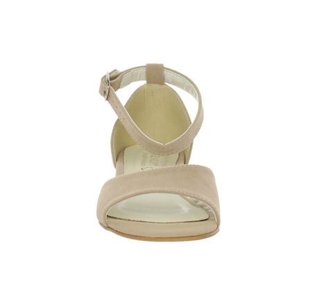 Eleganckie beżowe sandały płaskie z zakrytą piętą AZALI