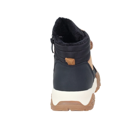 Musztardowe trzewiki dziecięce dla chłopca buty zimowe na rzepy