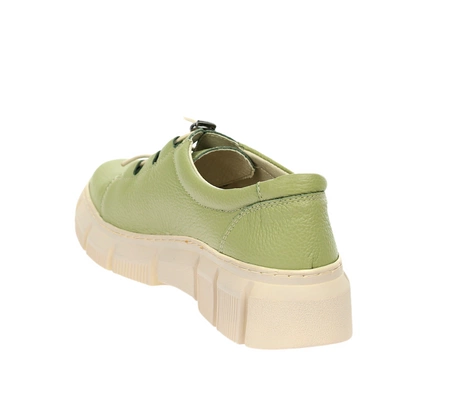 Skórzane półbuty damskie limonkowe pastelowe Helios model 407