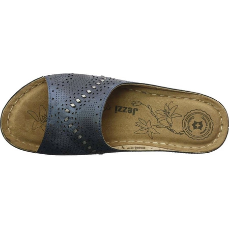 Klapki damskie wygodne na koturnie szyte na co dzień Jezzi