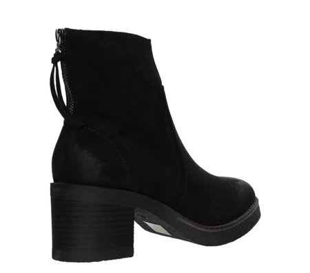 Czarne botki zimowe na wygodnym klocku bezflekowymDaszyński