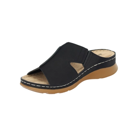 Czarne klapki damskie komfortowej na grubszej podeszwie lekkie Jezzi