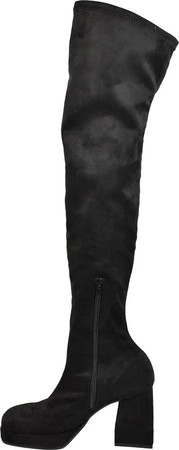 Czarne kozaki zamszowe damskie za kolano na obcasie Azali - Produkt Polski