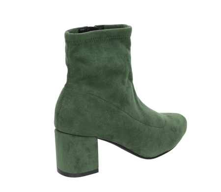 Ciemnozielone botki zamszowe na obcasie zgrabne Mirabel
