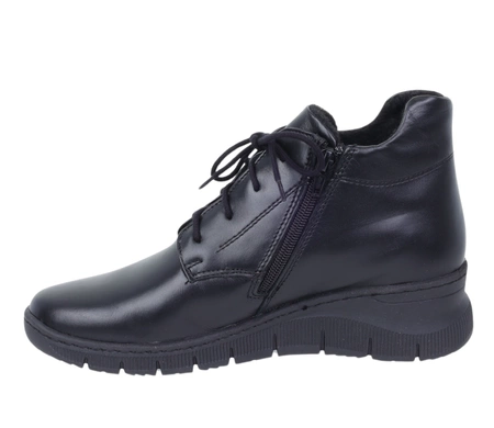 Czarne skórzane trzewiki damskie zimowe buty komfortowe Gino FAbiani
