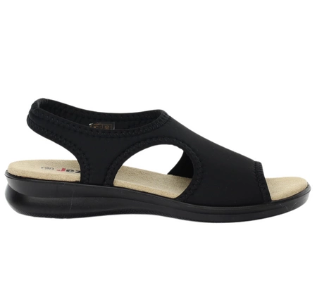 Czarne lekkie płaskie sandały damskie z elastyczną cholewką Jezzi