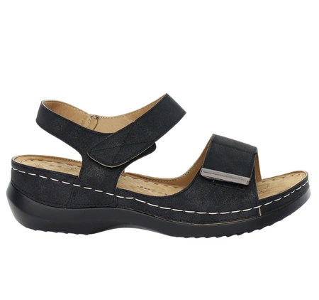 Czarne sandały damskie komfortowe ortopedyczne Jezzi