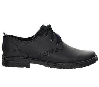 Czarne skórzane klasyczne półbuty męskie garniturowe POLBUT