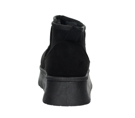 Czarne zamszowe botki niskie na platformie EMU śniegowce mukluki- rozmiarówka zaniżona