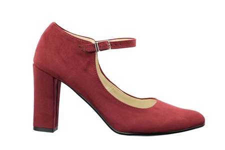 Czółenka zamszowe na obcasie z paskiem Azali