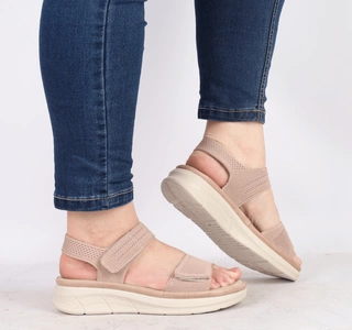 Płaskie sandały damskie brudny róż regulowane Jezzi