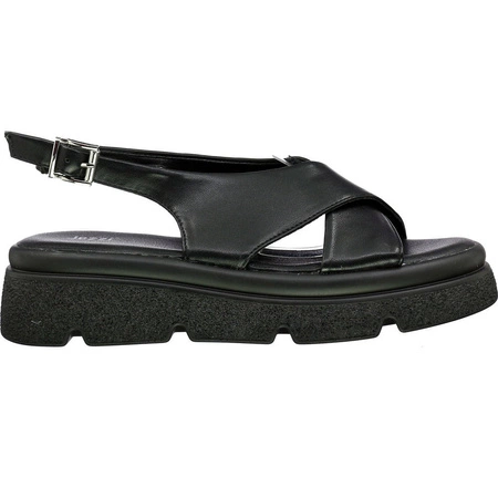 Czarne rokowe sandały damskie na grubej podeszwie Jezzi