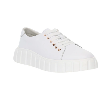 Białe skórzane sneakarsy damskie adidasy na platformie Jezzi