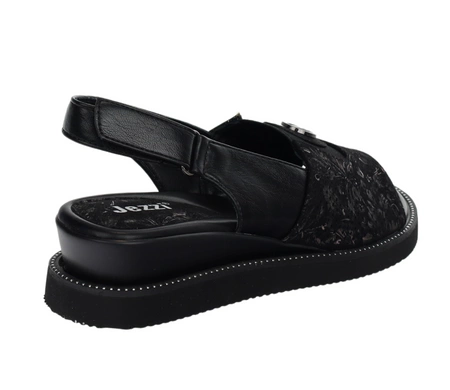 Czarne sandały damskie komfortowe na rzep Jezzi