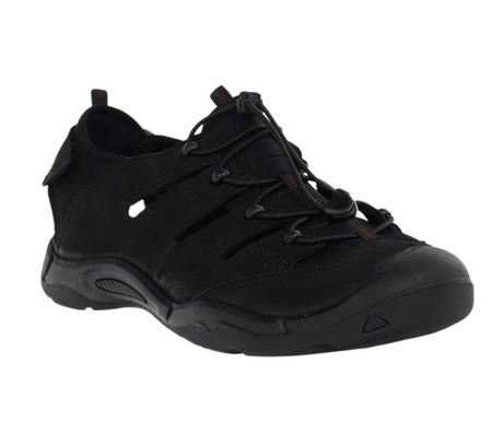 Czarne skórzane sandały trekkingowe męskie z gumowym noskiem American Club