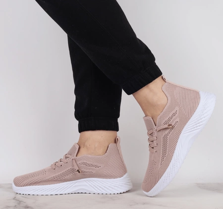 Lekkie siateczkowe adidasy damskie pudrowy róż NEWS