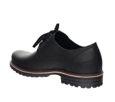 Czarne skórzane półbuty męskie derby POLBUT