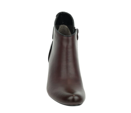 Bordowe skórzane półbuty damskie na obcasie jesienne ocieplane Jezzi