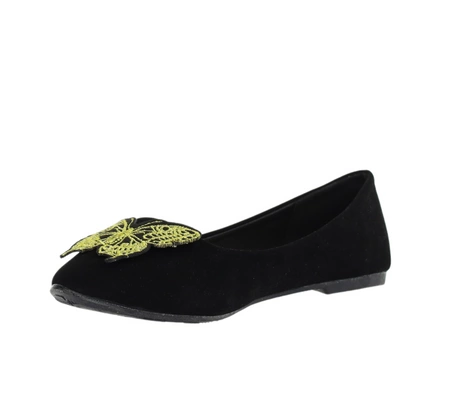 Tanie czarne zamszowe baletki damskie Haver