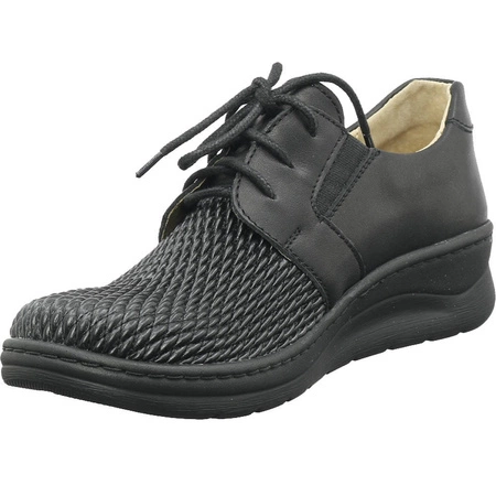 Czarne półbuty skórzane damskie Helios 383S