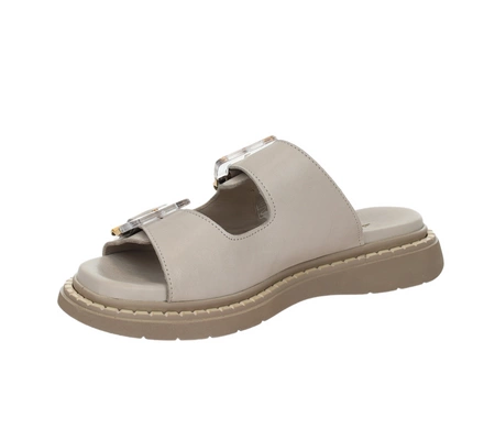 Klapki damskie skórzane eleganckie na regulowanych paskach złote klamry MODO