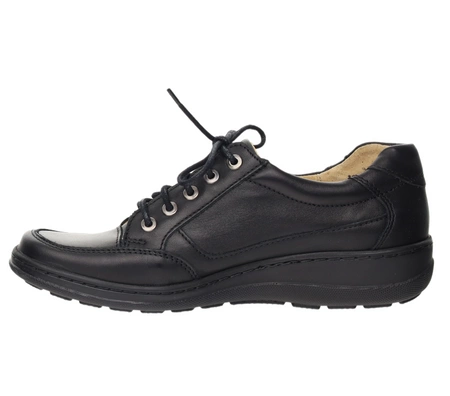 Czarne półbuty damskie skórzane komfortowe Helios model 357