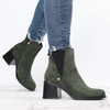 Zielone zamszowe botki damskie zimowe eleganckie i komfortowe Jezzi