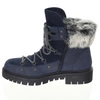 Granatowe śniegowce z futerkiem botki płaskie damskie Jezzi