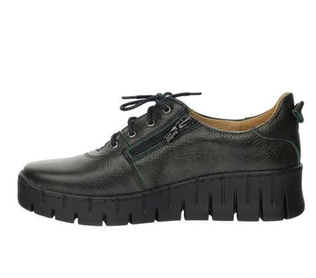 Skórzane adidasy damskie półbuty ciemnozielone Helios model 420