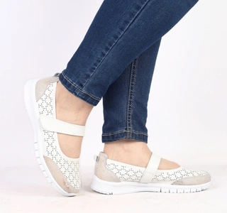 Sportowe czółenka damskie ze skóry naturalnej zapinane na pasek Jezzi