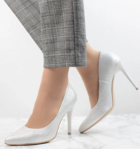 Białe posrebrzane szpilki ślubne Azali - Produkt Polski