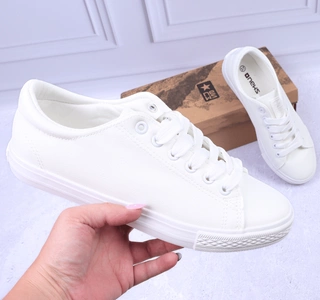 Białe adidasy damskie z eko skóry trampki NEWS