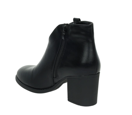 Eleganckie botki damskie czarne na obcasie na wąskie stopy Jezzi