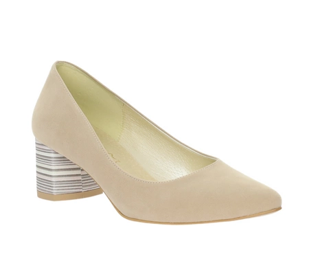 Beżowe czółenka eleganckie na wygodnym obcasie Polska Marka AZALI