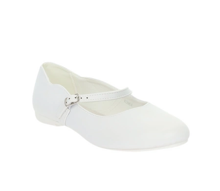Białe czółenka dziewczęce baleriny z zapięciem komunijne American Club