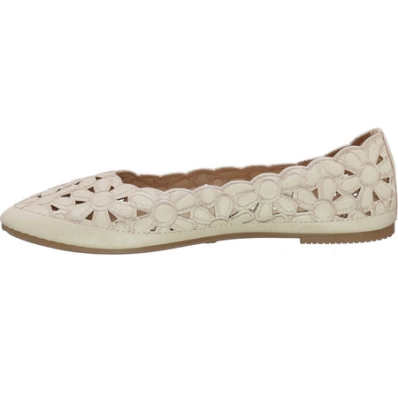 Beżowe balerinki damskie ażurowe kwiatki Jezzi