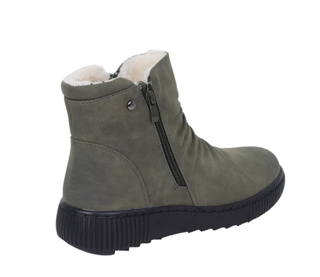 Zielone botki ciepłe damskie komfortowe trzewiki płaskie UNISOFT