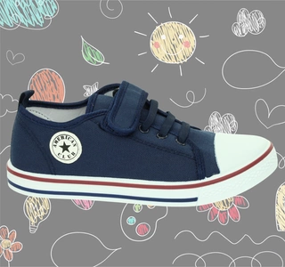 Trampki do przedszkola pantofle na rzepy i ze skórzaną wkładką  American Club