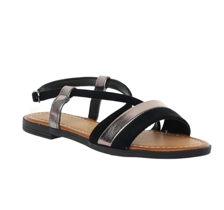 Czarne płaskie sandały na cienkich paseczkach Jezzi