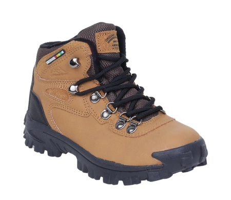 Musztardowe buty zimowe dla chłopca ciepłe dziecięce trzewiki American Club