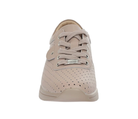 Cieliste adidasy damskie ze skóry naturalnej z ażurową, oddychającą cholewką VINCEZA