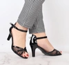 Czarne sandały damskie na obcasie seksowne Azali - Produkt Polski