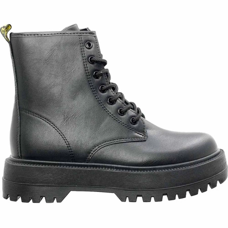 Czarne glany damskie traperki zimowe Jezzi