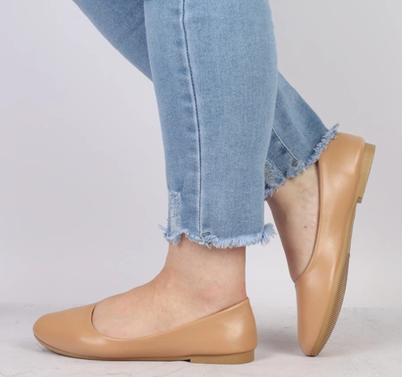 Cieliste baleriny ze skóry licowej eko beżoweJezzi